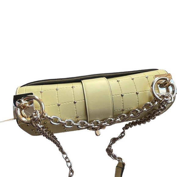 Michael Kors Greenwich Buttercup Convertible Crossbody Bag Gold Studded Chain - Picture 9 of 12